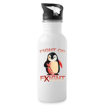Motif humoristique du manchot Combat ou Fuir Emperor Penguin - Gourde avec paille intégrée - blanc - Droite