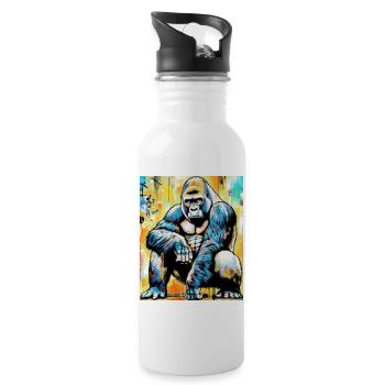 gorilla - Water bottle with straw - white - Right