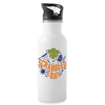 Breakfast Funny Brunch Coffee Scrambled Eggs - Water bottle with straw - white - Right