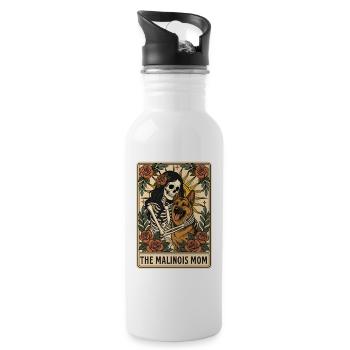 Der Malinois-Mama-Belgischer Schäferhund - Trinkflasche mit integriertem Trinkhalm - Weiß - Rechts