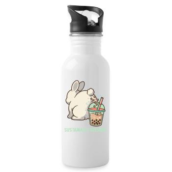 Bubble Tea Boba Drôle de Lapin mignon - Gourde avec paille intégrée - blanc - Droite