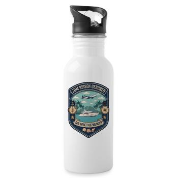 Zum Reisen geboren zur Arbeit gezwungen Travel - Trinkflasche mit integriertem Trinkhalm - Weiß - Rechts