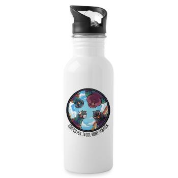 EINFACH MAL IN DIE RÖHRE SCHAUEN - bunte Tauben - Trinkflasche mit integriertem Trinkhalm - Weiß - Rechts