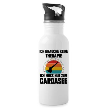 Ich brauche keine Therapie ich muss zum Gardasee - Trinkflasche mit integriertem Trinkhalm - Weiß - Rechts