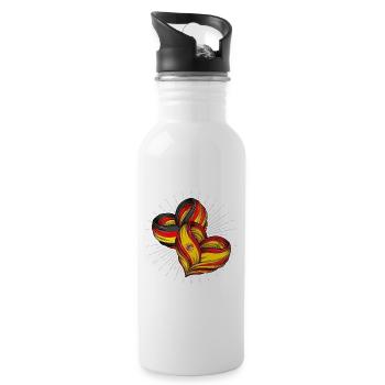 Germany and Spain Friendship - Water bottle with straw - white - Right