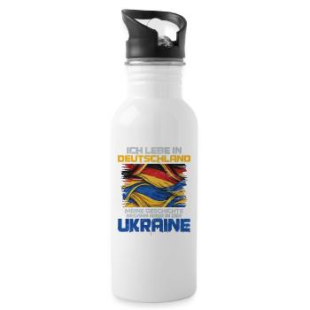 Deutschland liebt Ukraine Flagge - Trinkflasche mit integriertem Trinkhalm - Weiß - Rechts