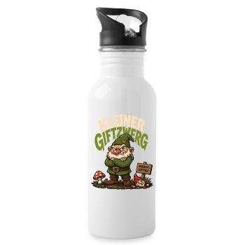 Kleiner Giftzwerg – Frecher Humor Spruch - Trinkflasche mit integriertem Trinkhalm - Weiß - Rechts