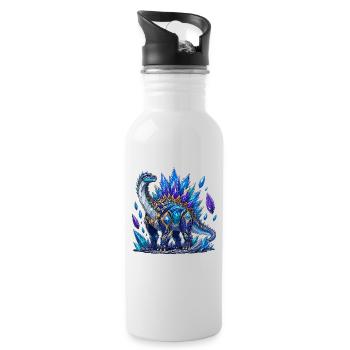 Eisblauer Kristalldrache - Water bottle with straw - white - Right