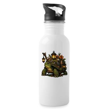 Laternen Schildkröte im Waldgarten - Trinkflasche mit integriertem Trinkhalm - Weiß - Rechts