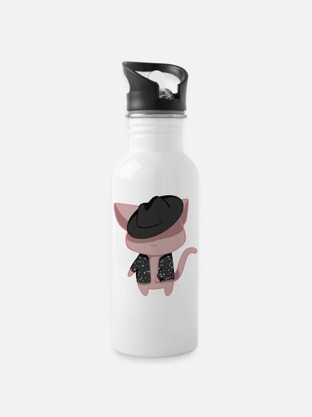 Dance cat - Water bottle with straw - white