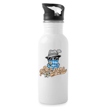 Homme bavarois à lunettes et chapeau bavarois Servus - Gourde avec paille intégrée - blanc - Droite