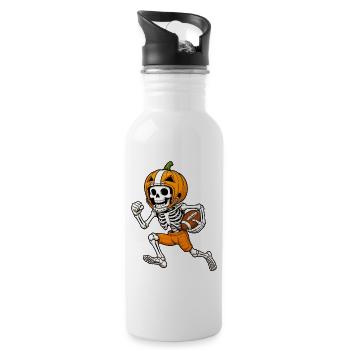 Halloween, America Football, Skeleton - Water bottle with straw - white - Right