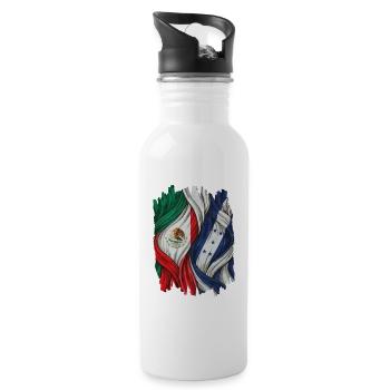 Proud of the flags of Mexico and Honduras - Water bottle with straw - white - Right