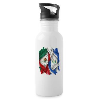 Proud of the flags of Mexico and El Salvador - Water bottle with straw - white - Right