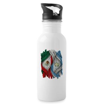 Fiers des drapeaux du Mexique et du Guatemala - Gourde avec paille intégrée - blanc - Droite