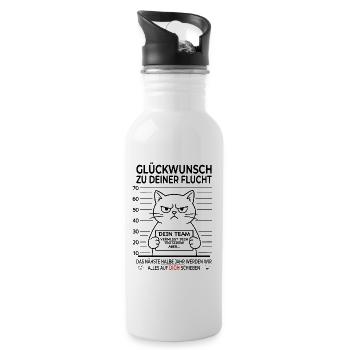 Lustiges Abschiedsgeschenk Kollegen - Trinkflasche mit integriertem Trinkhalm - Weiß - Rechts