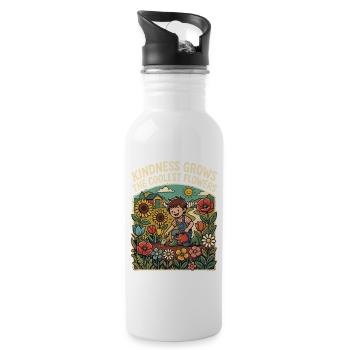 La gentillesse fait pousser les fleurs les plus fraîches - Gourde avec paille intégrée - blanc - Droite