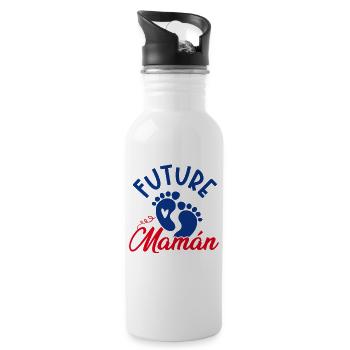 Future Maman Garçon Empreintes Bébé - Gourde avec paille intégrée - blanc - Droite