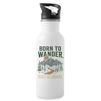 Trail Running - Born to Wander, Built to Endure - Water bottle with straw - white - Right