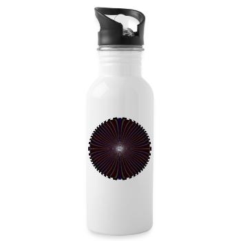Roter Spiralkreis Optische Spirale - Trinkflasche mit integriertem Trinkhalm - Weiß - Rechts
