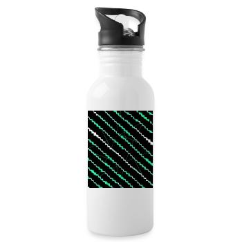 Neon Zigzag Stripe Pattern - Water bottle with straw - white - Right
