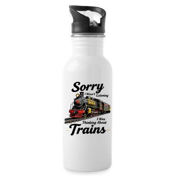 Zug Humor - Trinkflasche mit integriertem Trinkhalm - Weiß - Rechts