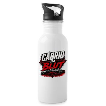 Cabrio im Blut Cabriolet Spruch Fahrer - Trinkflasche mit integriertem Trinkhalm - Weiß - Rechts