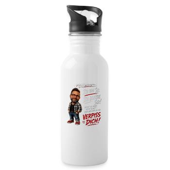 Lustiger Männerspruch – Ich bin so. Ich bleib so. - Trinkflasche mit integriertem Trinkhalm - Weiß - Rechts