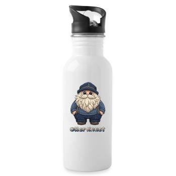 Plattdüütsch Edition: Oller Knust - Trinkflasche mit integriertem Trinkhalm - Weiß - Rechts