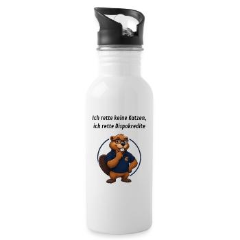 Benno Biber Banker - Dispokredite - Trinkflasche mit integriertem Trinkhalm - Weiß - Rechts