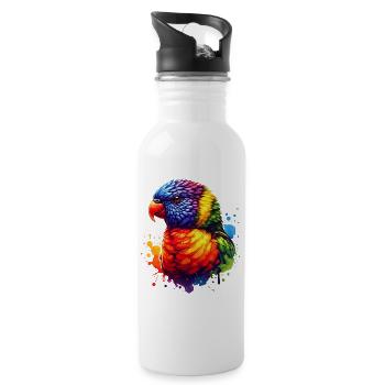 Forstenlori Motiv - Trinkflasche mit integriertem Trinkhalm - Weiß - Rechts