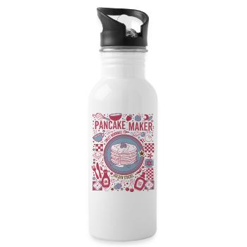 Breakfast Pancake Maker Mornings Golden Stacks - Water bottle with straw - white - Right