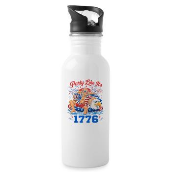 Celebrate like in 1776! Ben Franklin, July 4 - Water bottle with straw - white - Right