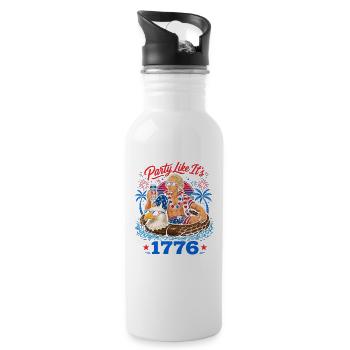 Celebrate like in 1776! Alexander Hamilton, 4th Ju - Water bottle with straw - white - Right