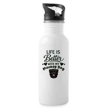 Life is better with my Affenpinscher dog - Water bottle with straw - white - Right