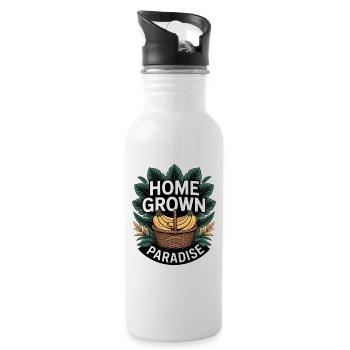 Home Grown Paradise Tropical Garden - Water bottle with straw - white - Right