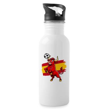 Taureau rouge football Espagne - Sport cartoon - Gourde avec paille intégrée - blanc - Droite
