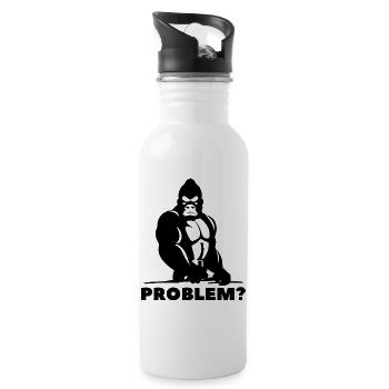 Problem? Gorilla Funny Gorilla Strongman - Water bottle with straw - white - Right