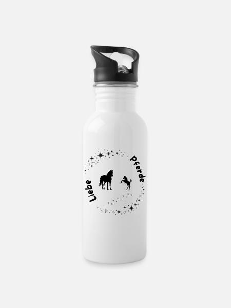 Star Circle Horse Love - Water bottle with straw - white