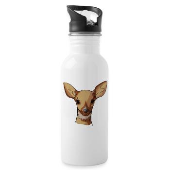 Pastell-Grafik-Wildlederkopf - Trinkflasche mit integriertem Trinkhalm - Weiß - Rechts