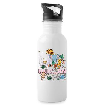 U c’est pour Fête du zoo de licorne Fête Anniversaire du zoo de la jungle - Gourde avec paille intégrée - blanc - Droite