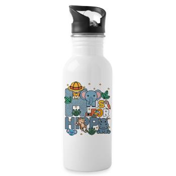 H c’est pour Hippo Zoo Party Jungle Zoo Birthday - Gourde avec paille intégrée - blanc - Droite