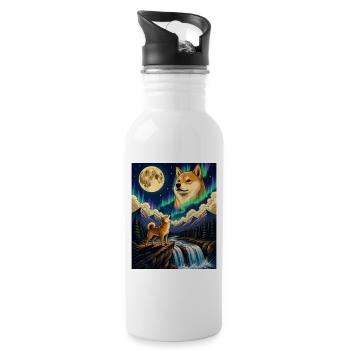 Shiba Inu Hurlant Lune Doge Kawaii - Gourde avec paille intégrée - blanc - Droite