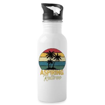 Aspiring Retiree - Water bottle with straw - white - Right