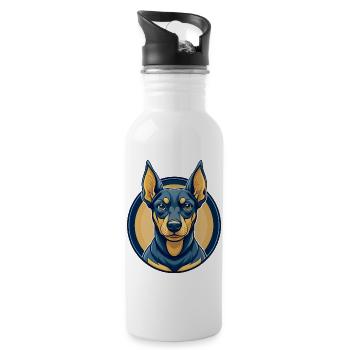 Deutscher Pinscher-Hund Kawaii Maskottchen Cartoon-Clipart - Trinkflasche mit integriertem Trinkhalm - Weiß - Rechts