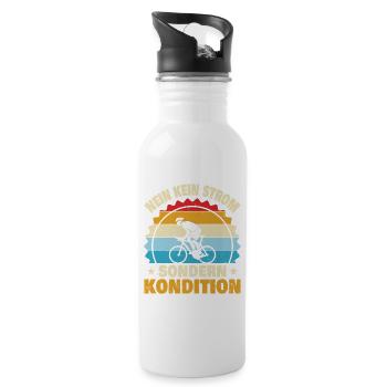 Kein Strom - Trinkflasche mit integriertem Trinkhalm - Weiß - Rechts