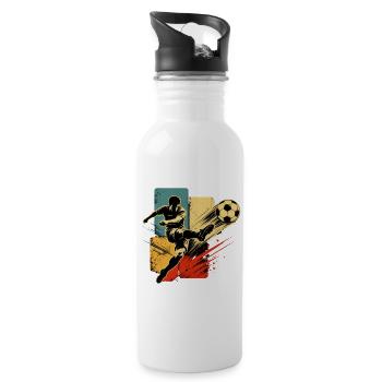 Fußball Retro Vintage - Trinkflasche mit integriertem Trinkhalm - Weiß - Rechts