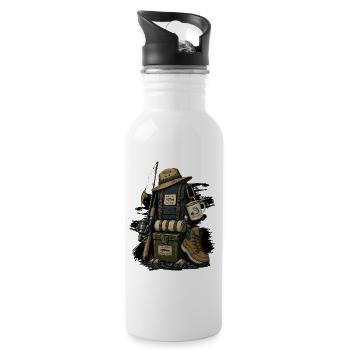 Fishing Anglers - Water bottle with straw - white - Right
