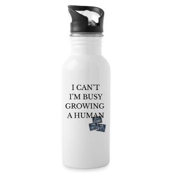 busy growing a human - Water bottle with straw - white - Right
