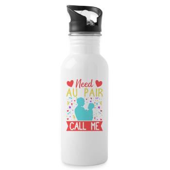 Tagesmutter Need Au Pair Call Me Nanny - Trinkflasche mit integriertem Trinkhalm - Weiß - Rechts
